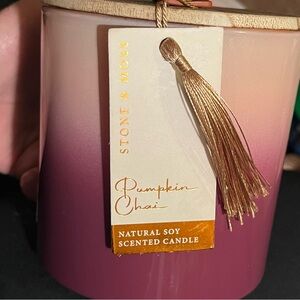 Soy Pumpkin Chai natural scented candle 24 oz ombre’ orchid purple jar Fall gift